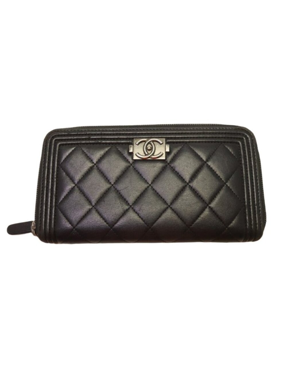 Chanel Boy Lambskin Zip Around Wallet